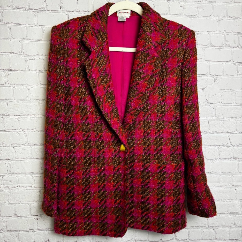 Rodier wool mohair blend retro vintage y2k ladies preppy blazer size 2 - Picture 2 of 6